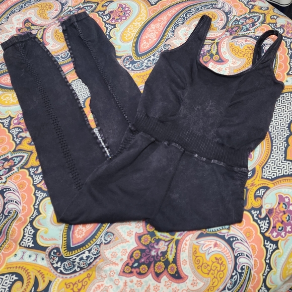 Free People Fp Movement Good Karma Onesie washed black XS/S activewear workout - Picture 7 of 10